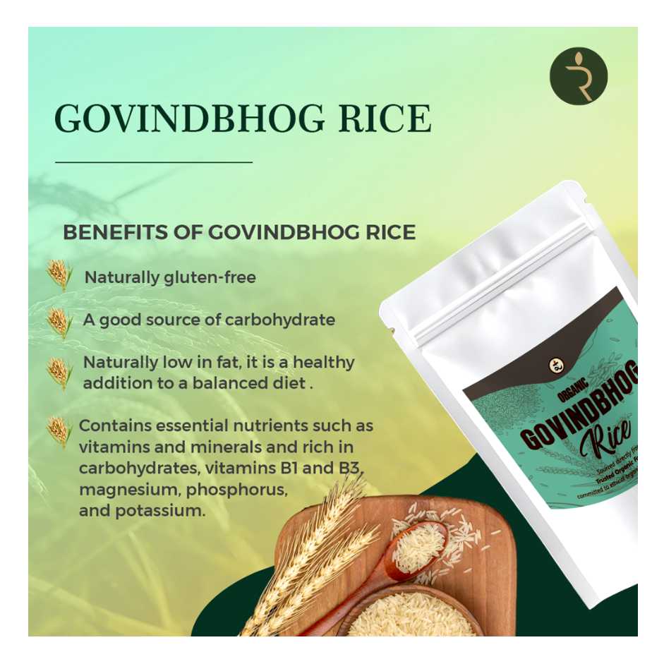 Organic Govindbhog Rice 18 kg -Pure Aromatic Small-Grain Premium Rice | Natural Fragrance, Easy to Digest & Free from Artificial Additives