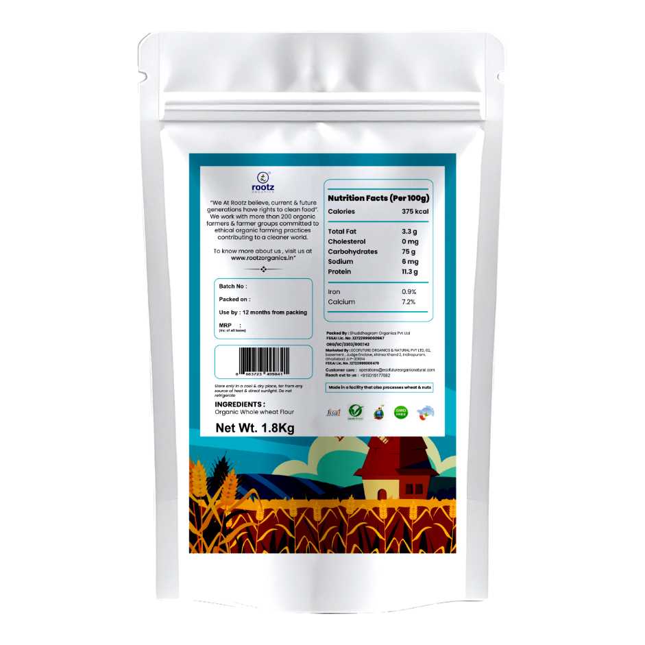 Organic Chakki Atta (Whole wheat Flour) 1.8KG