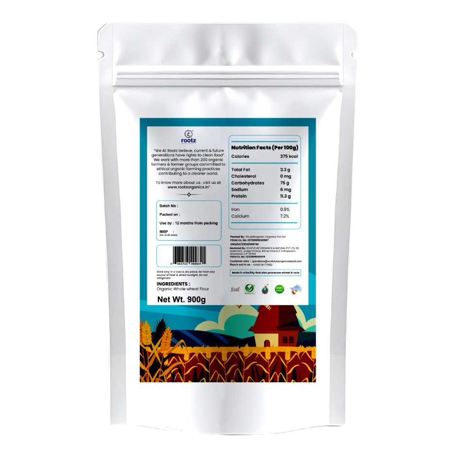 Organic Chakki Atta (Whole wheat Flour) 900G
