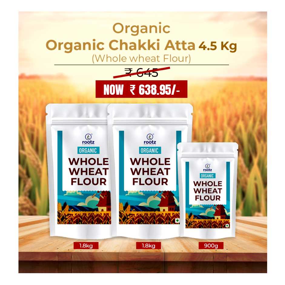 Organic Chakki Atta (Whole wheat Flour) 4.5KG