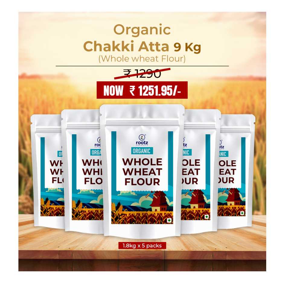 Organic Chakki Atta (Whole Wheat Flour) 9KG