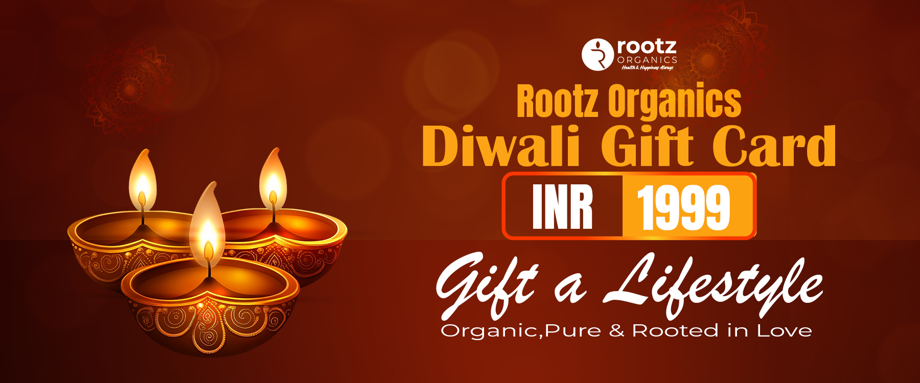 Rootz Organics Diwali Wellness Gift Card – Gift Conscious Living & Self-Care - Gift a sustainable lifestyle