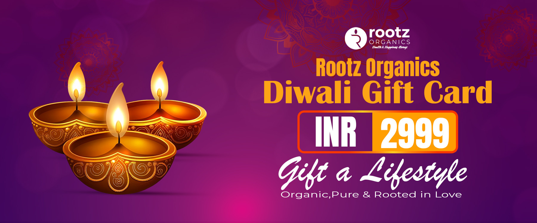 Rootz Organics Diwali Wellness Gift Card – Gift Conscious Living & Self-Care - Gift a sustainable lifestyle