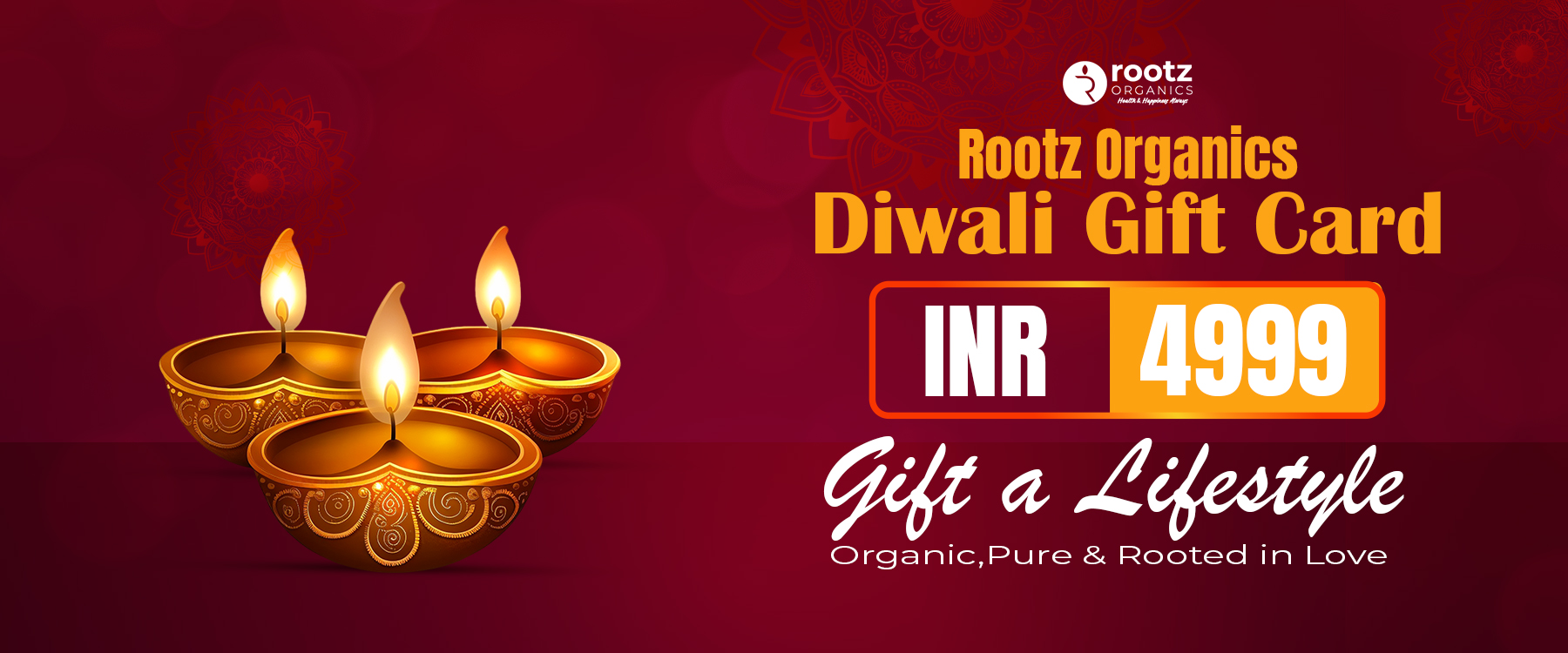 Rootz Organics Diwali Wellness Gift Card – Gift Conscious Living & Self-Care - Gift a sustainable lifestyle