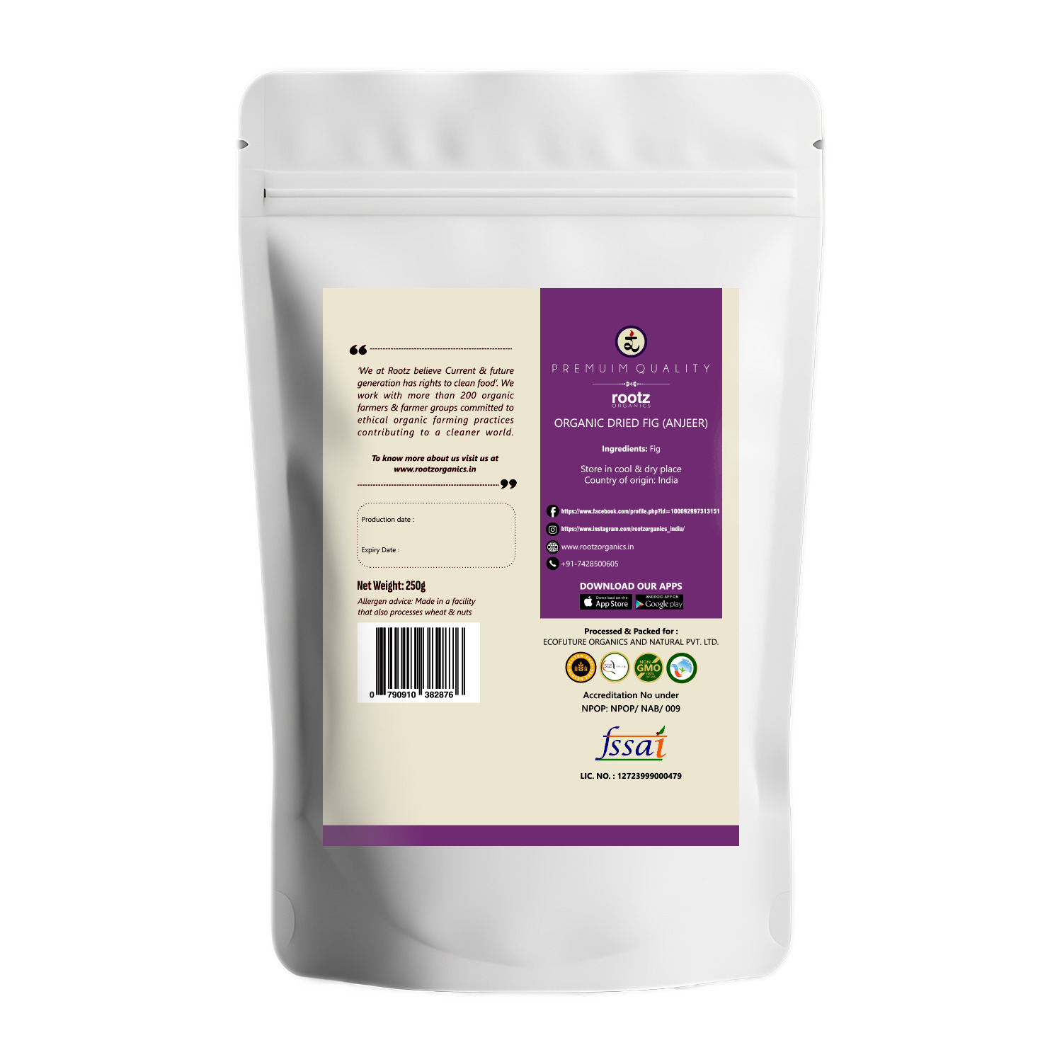 Organic Dried Anjeer(Figs)  250gm