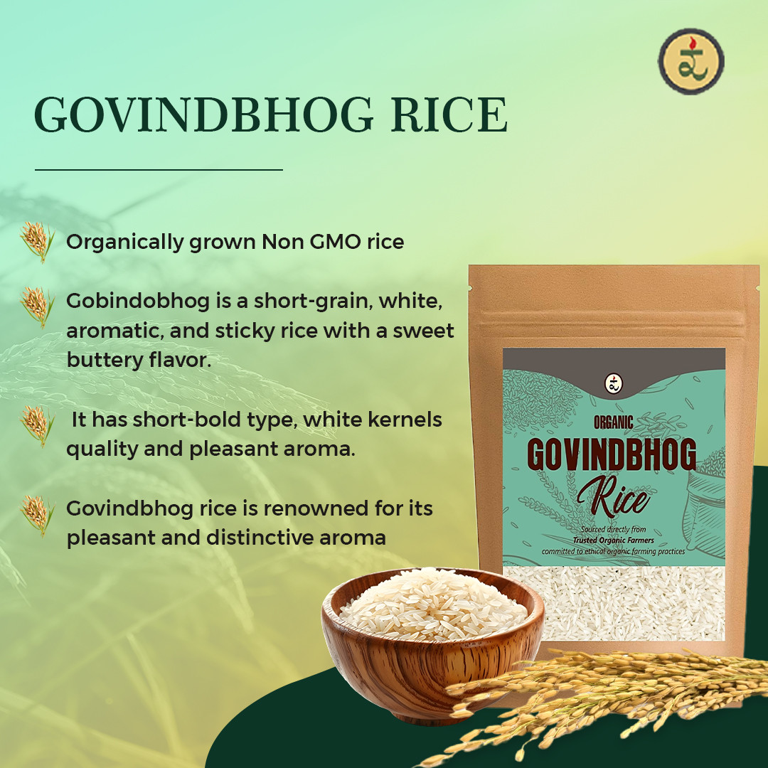 Govindbhog Rice 900g - Pure Aromatic Small-Grain Premium Rice | Natural Fragrance, Easy to Digest & Free from Artificial Additives
