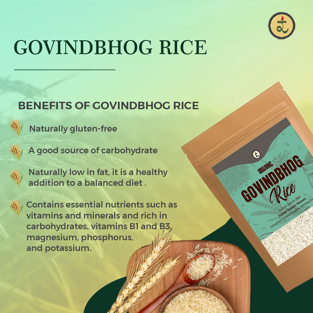 Govindbhog Rice 900g - Pure Aromatic Small-Grain Premium Rice | Natural Fragrance, Easy to Digest & Free from Artificial Additives