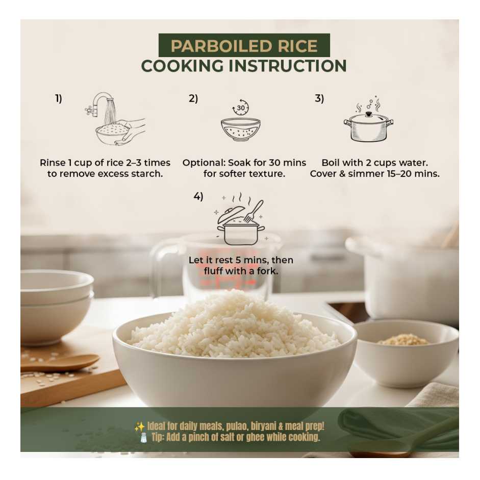 Parboiled Rice 1.8kg - Gentle on Digestion, Relieves Acidity & Supports Balanced Gut Health | Fluffy, Nutrient-Rich & Energy Sustaining