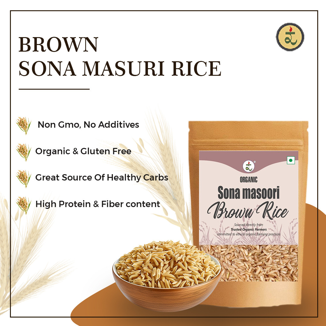 Organic Handpounded Sonamasoori Brown Rice 1.8KG