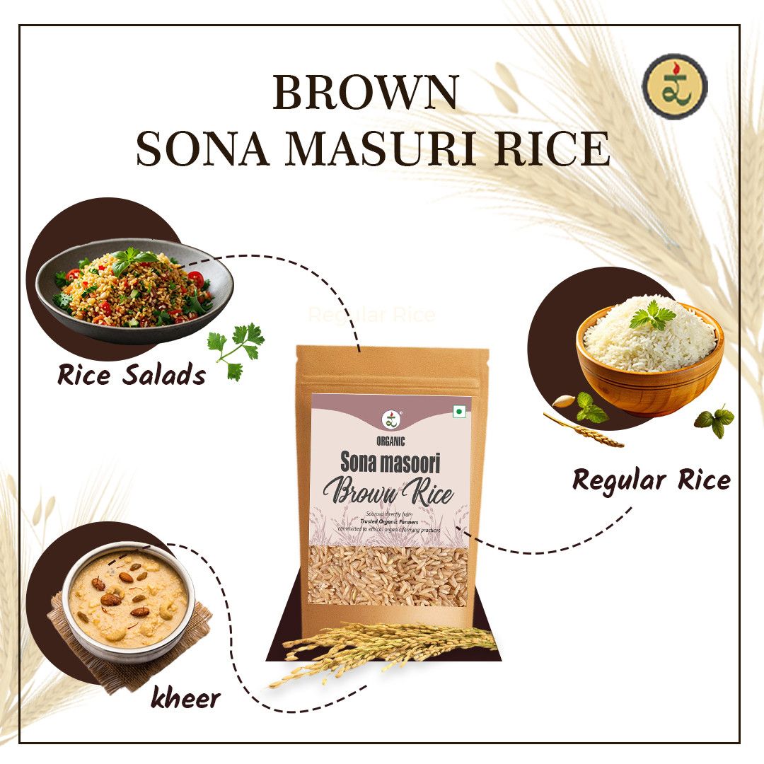 Organic Handpounded Sonamasoori Brown Rice 1.8KG
