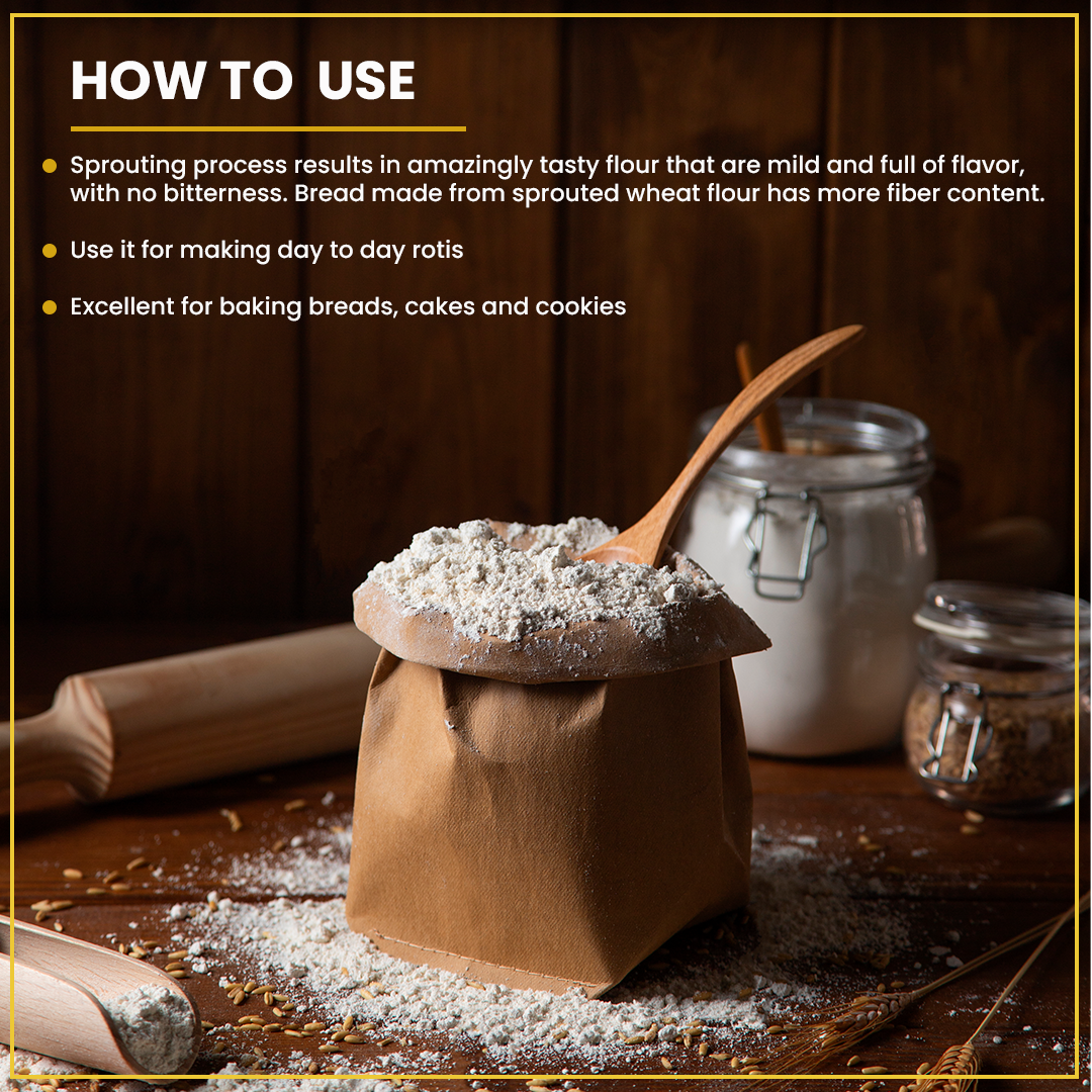 Organic Sprouted Wheat Flour 1.8kg– High Fibre, Stone-Ground Superfood for Constipation & Bloating Relief