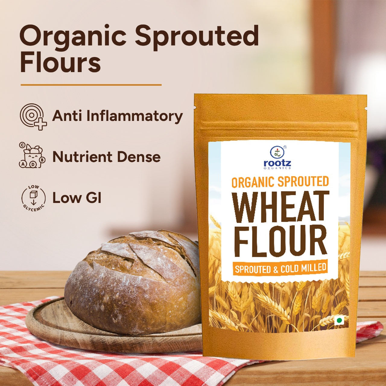 Organic Sprouted Wheat Flour 1.8kg– High Fibre, Stone-Ground Superfood for Constipation & Bloating Relief