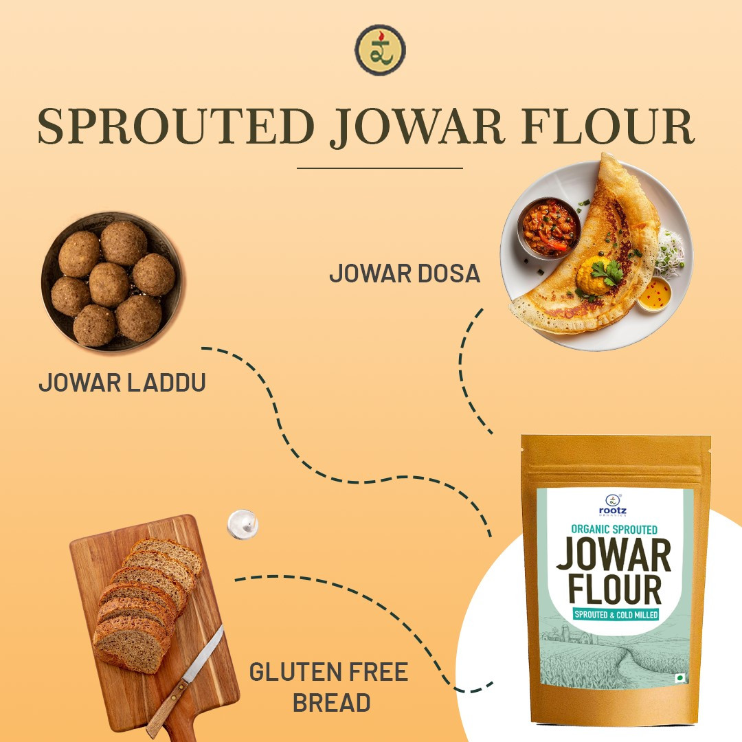 Organic Sprouted Jowar flour 1.8KG– Gluten-Free, Fibre-Rich, Stone-Ground Flour for Gluten Sensitivity & Weight Control