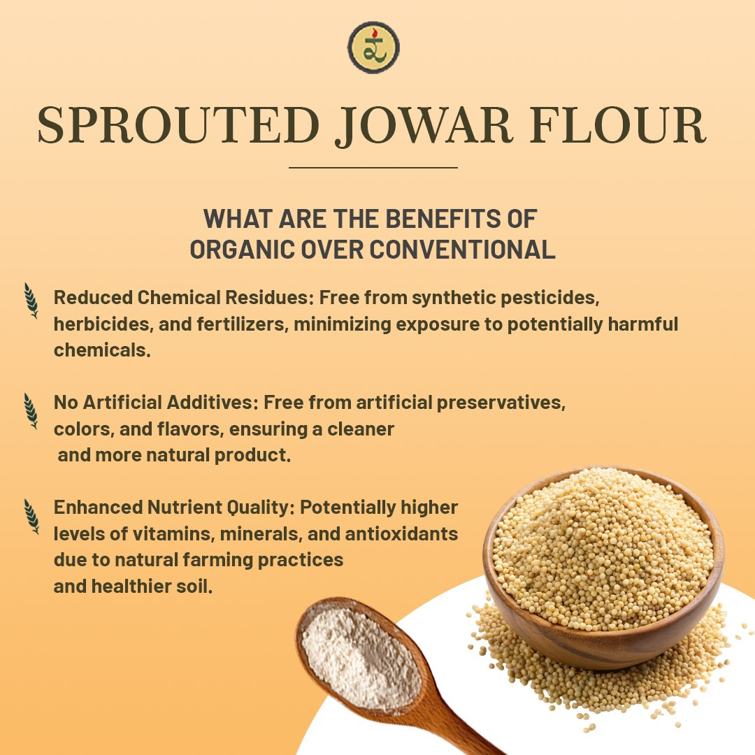 Organic Sprouted Jowar flour 1.8KG– Gluten-Free, Fibre-Rich, Stone-Ground Flour for Gluten Sensitivity & Weight Control