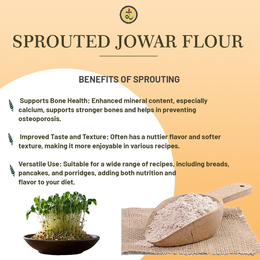 Organic Sprouted Jowar flour 1.8KG– Gluten-Free, Fibre-Rich, Stone-Ground Flour for Gluten Sensitivity & Weight Control