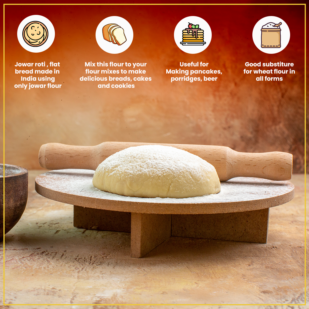 Organic Sprouted Jowar flour 4.5KG - Gluten-Free, Fibre-Rich, Stone-Ground Flour for Gluten Sensitivity & Weight Control