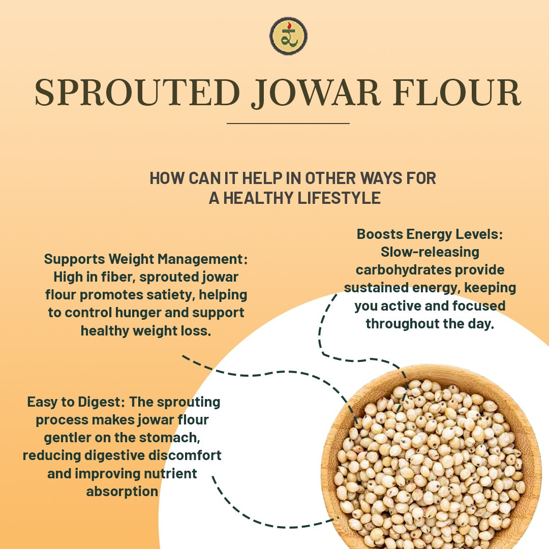 Organic Sprouted Jowar flour 18KG - Gluten-Free, Fibre-Rich, Stone-Ground Flour for Gluten Sensitivity & Weight Control