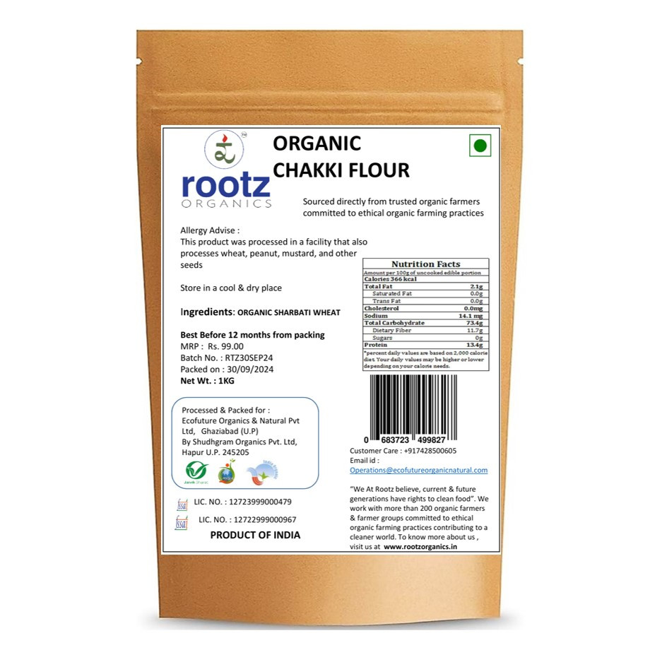 Organic Chakki Atta (Whole wheat Flour) 1.8KG