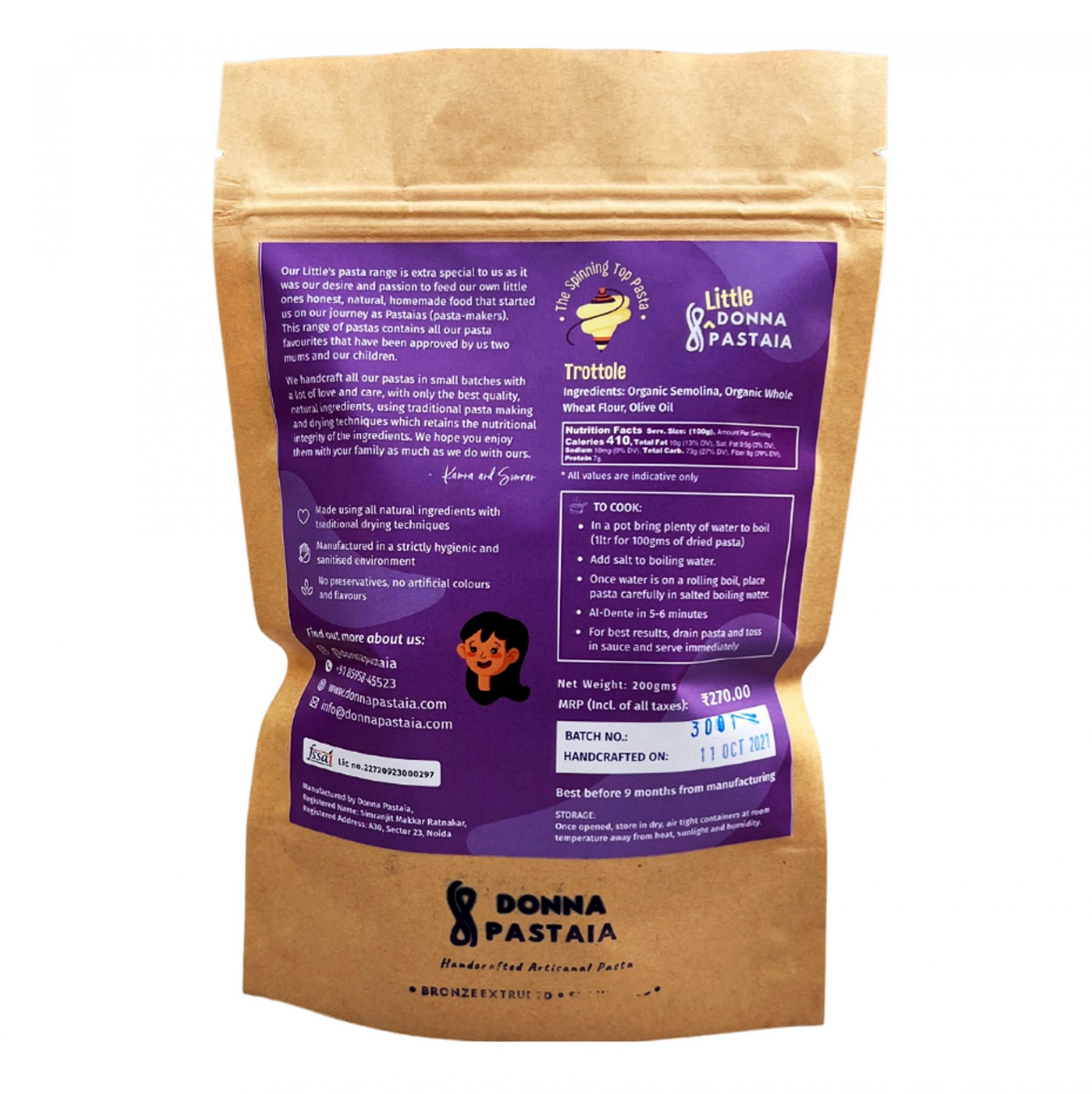 Little Trottole 'The Spin top' | Wholewheat & Semolina Pasta 200g