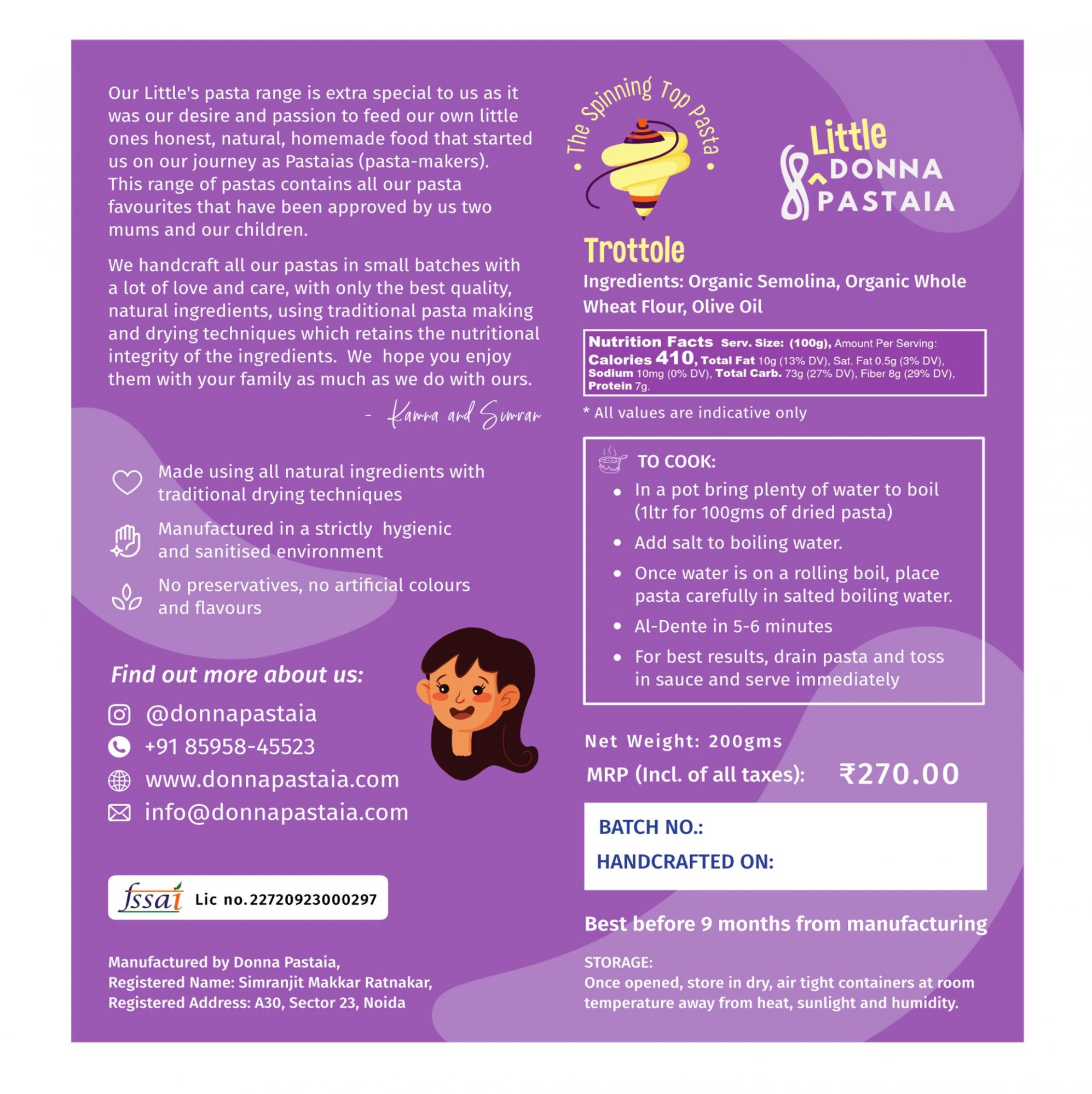 Little Trottole 'The Spin top' | Wholewheat & Semolina Pasta 200g