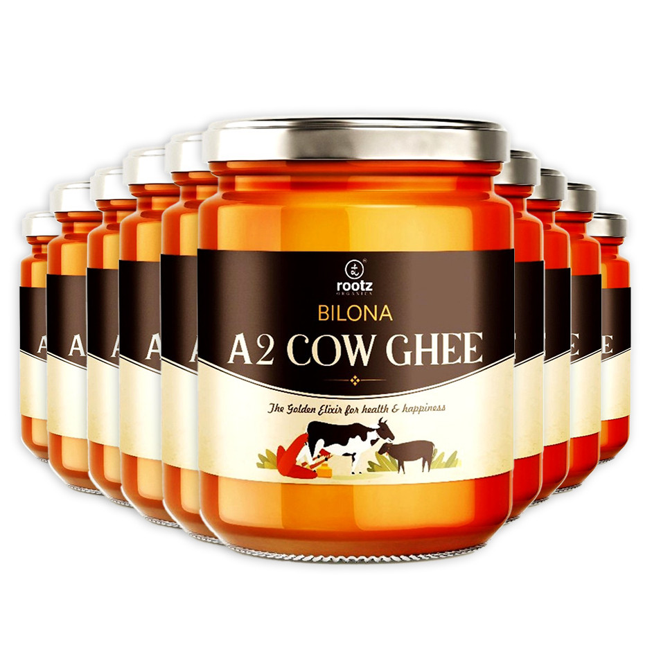 Bilona Desi Cow Ghee (A2) – Pack of 10 x 500ml | Traditionally Churned | Rich Aroma | Immunity, Digestion & Joint Strength | Bulk Saver Pack