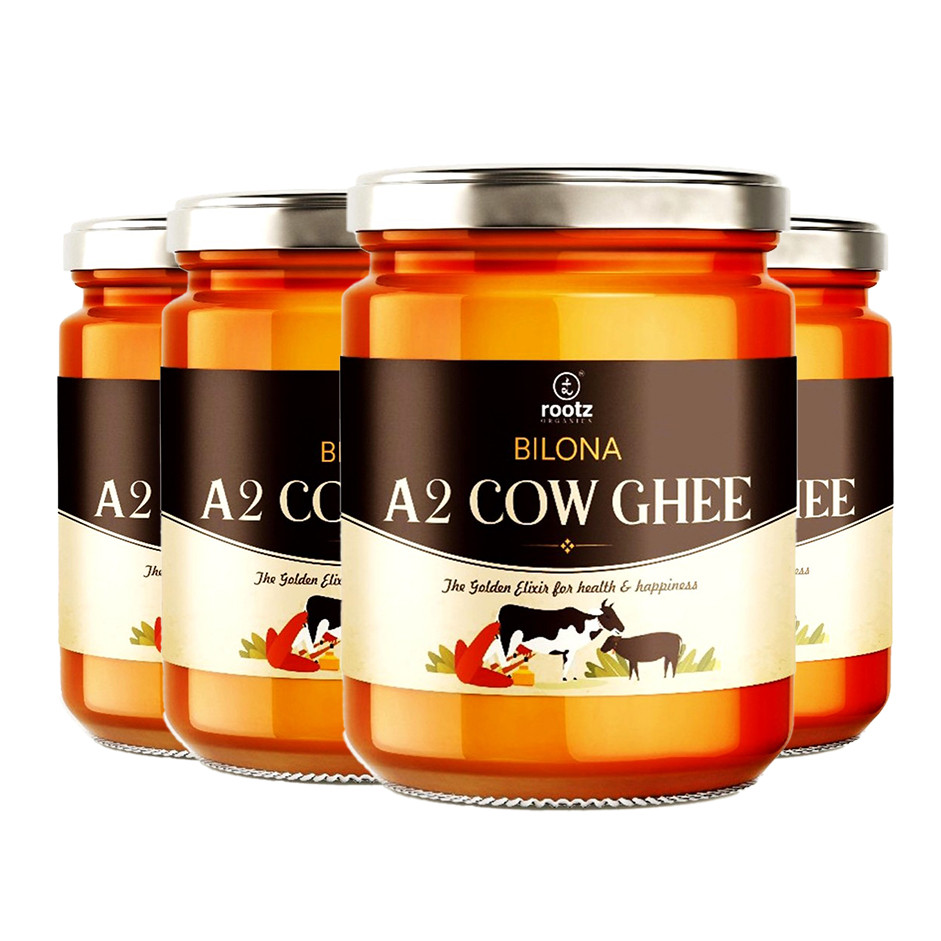Bilona Desi Cow Ghee (A2) – Pack of 4 x 500ml | Traditionally Churned | Rich Aroma | Immunity, Digestion & Joint Support | Family Value Pack