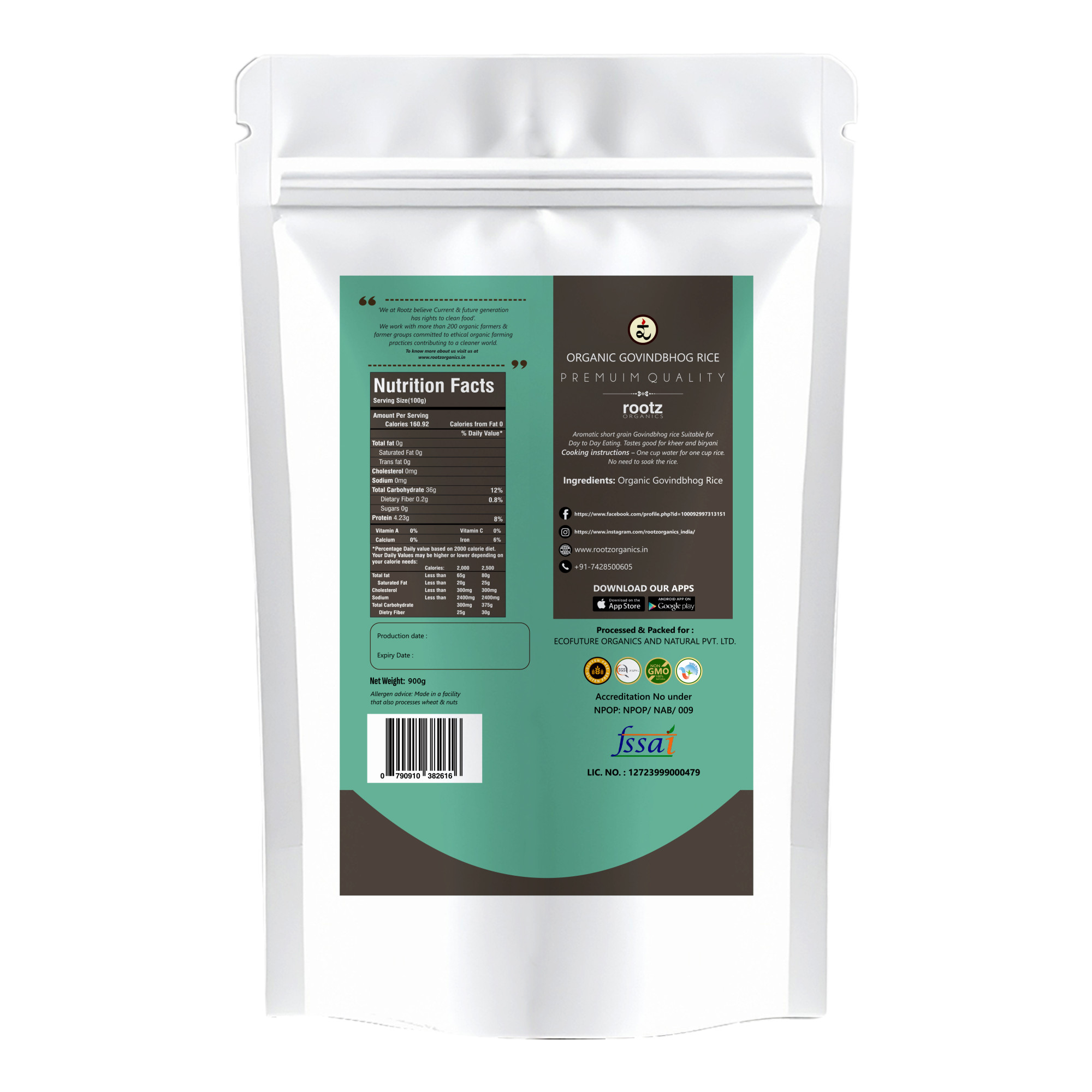 Govindbhog Rice 900g - Pure Aromatic Small-Grain Premium Rice | Natural Fragrance, Easy to Digest & Free from Artificial Additives