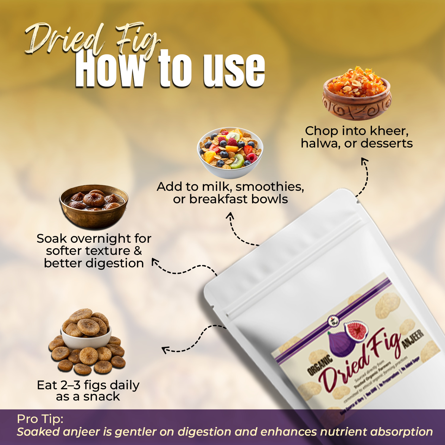 Organic Dried Anjeer(Figs)  250gm