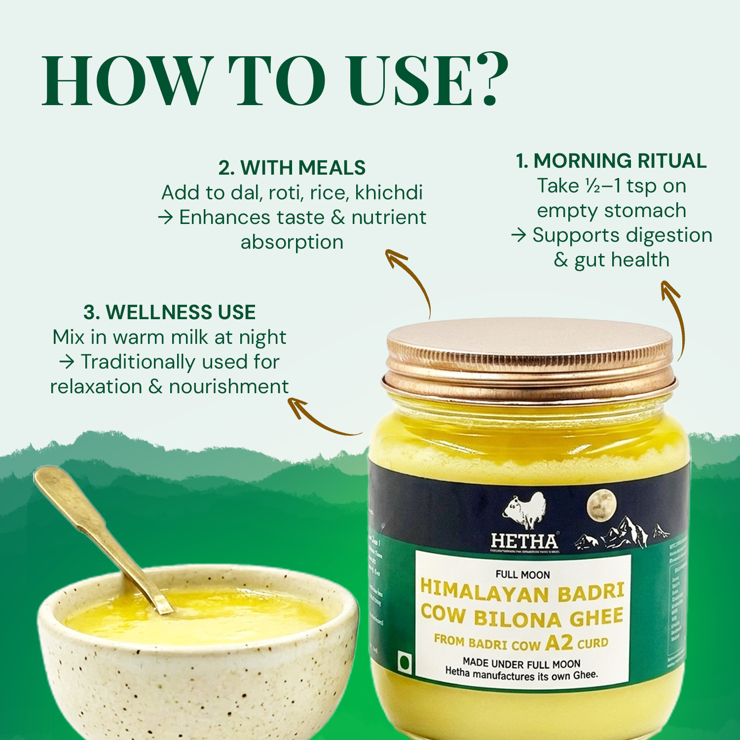 Full Moon Himalayan Badri Cow Bilona Ghee / A2 Ghee 500ml