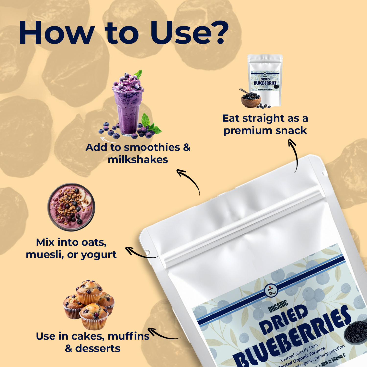 Organic Dried BlueBerries 250g
