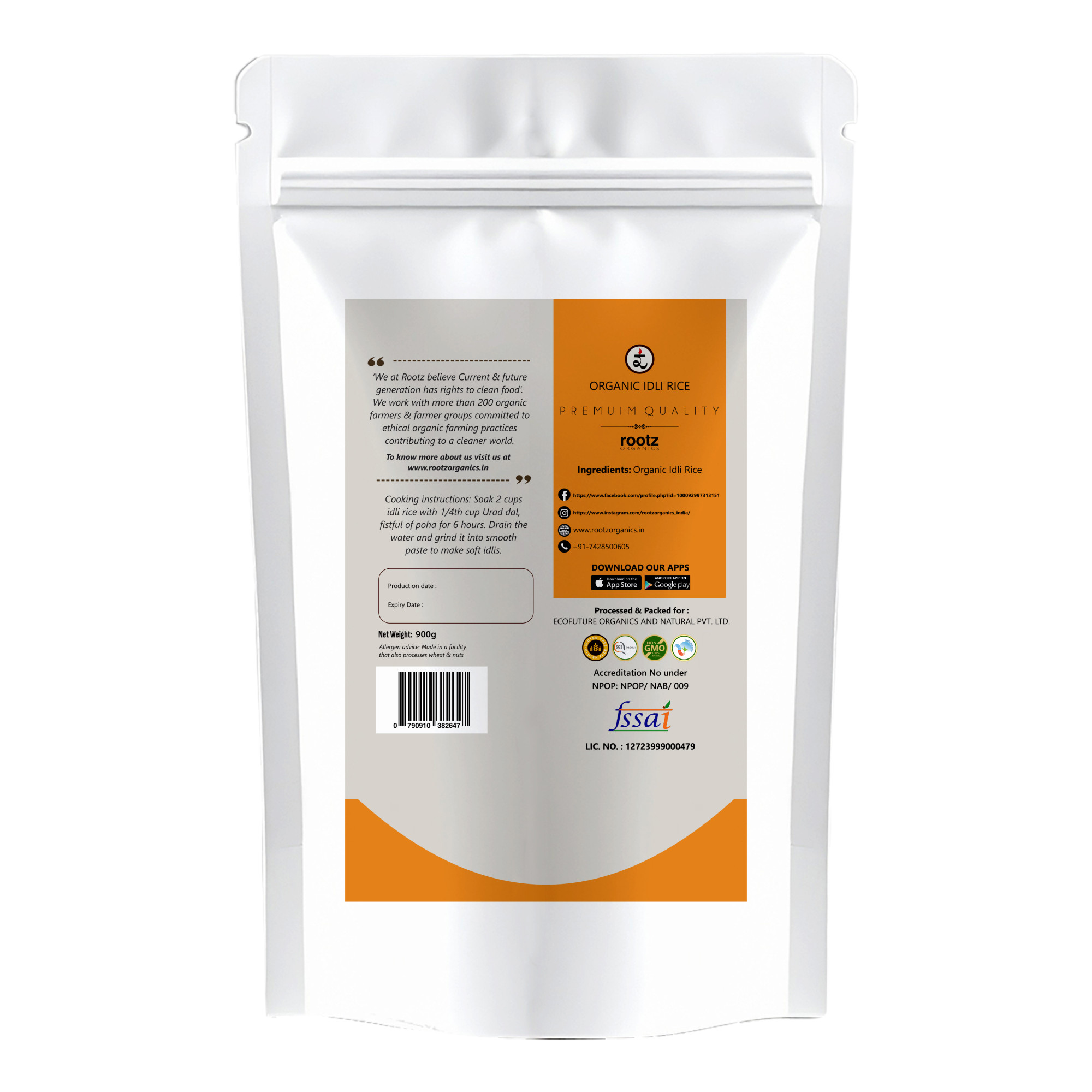 Organic Idli Rice 900G - Fermentation-Friendly & Gut-Healthy Grain | Perfect Texture for Soft, Fluffy Idlis & Crispy Dosas