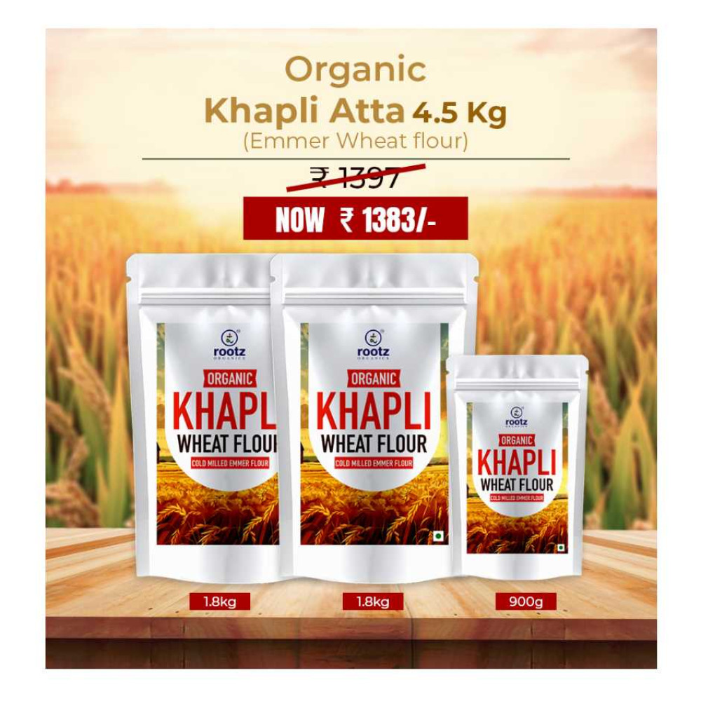 Organic Khapli Atta/ Emmer Wheat flour 4.5KG