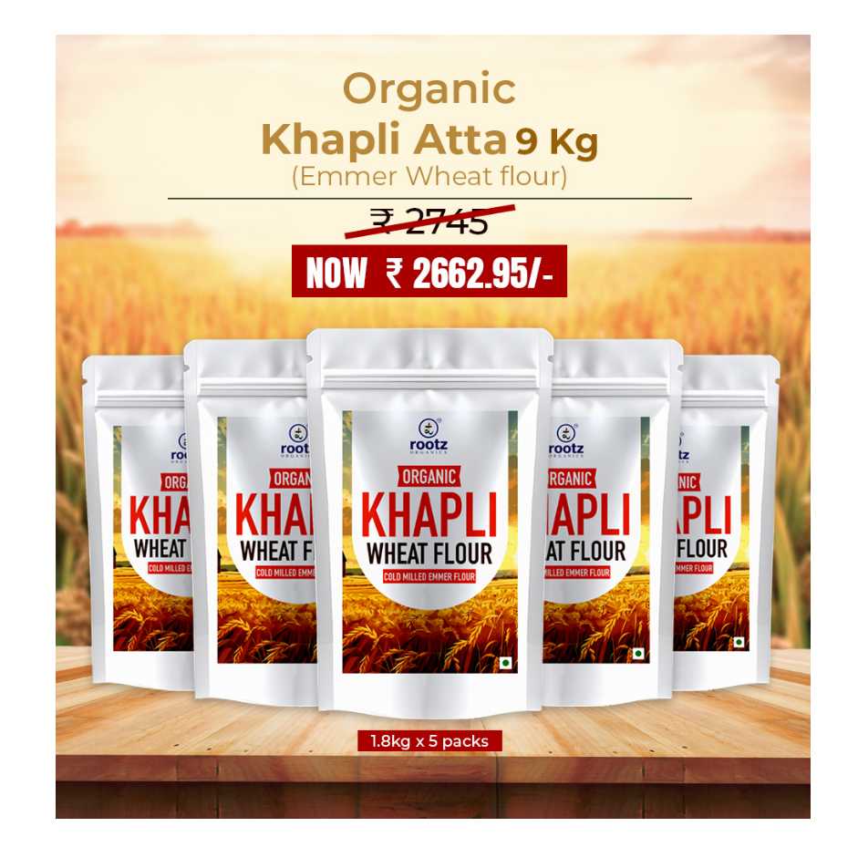 Organic Khapli Atta/ Emmer Wheat flour 9KG– Ancient Grain, Low GI, High Fibre Solution for Diabetes, Bloating & Gluten Sensitivity