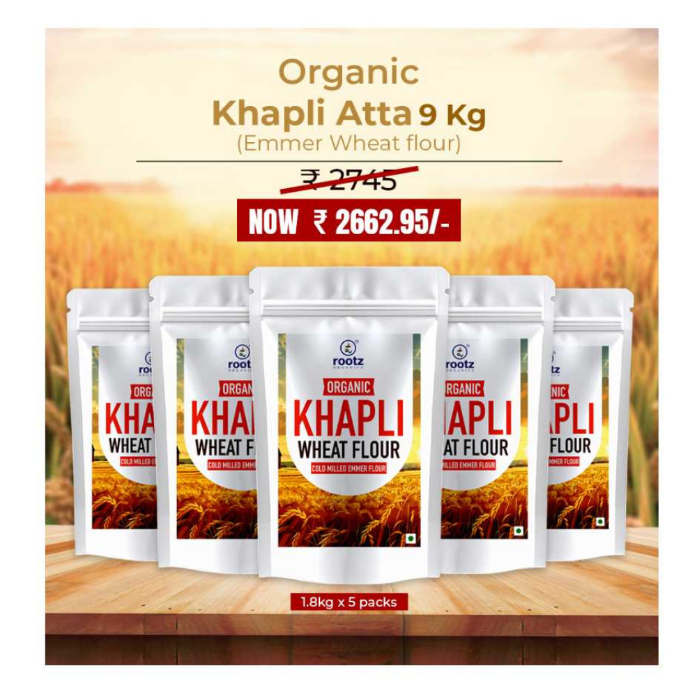 Organic Khapli Atta/ Emmer Wheat flour 9KG