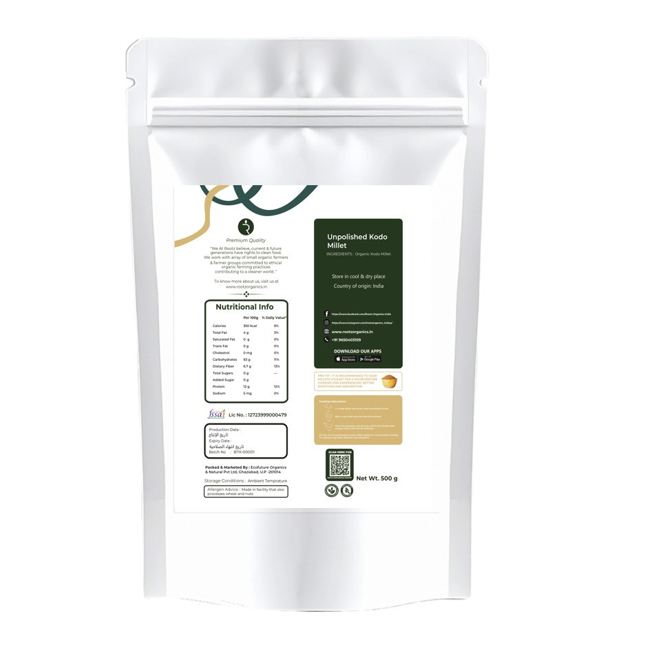 Organic Unpolished Kodo Millet  500g
