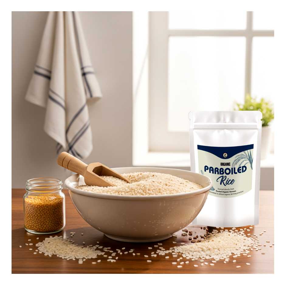 Organic Parboiled Rice 900g - Gentle on Digestion, Relieves Acidity & Supports Balanced Gut Health | Fluffy, Nutrient-Rich & Energy Sustaining