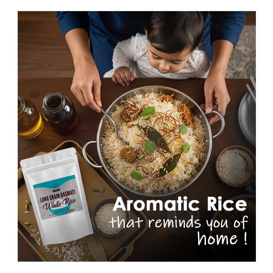 Organic Hand Pounded Long Grain Basmati White Rice 9kg