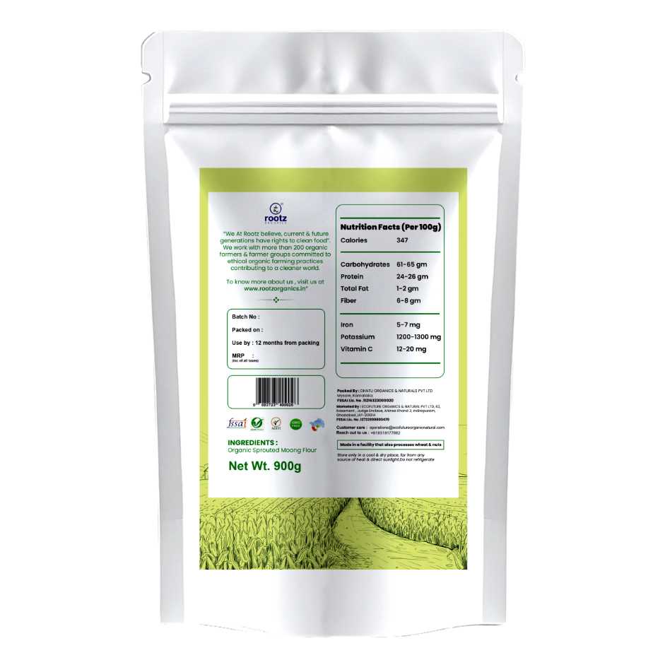 Organic Sprouted Moong flour 900G