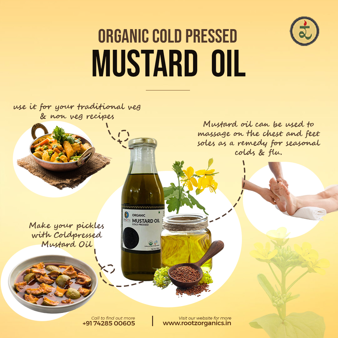 Cold Pressed Mustard Oil 500ml– Wood-Pressed Oil for Digestion, Immunity & Joint Health (Rich in Omega-3, Pungent Aroma)