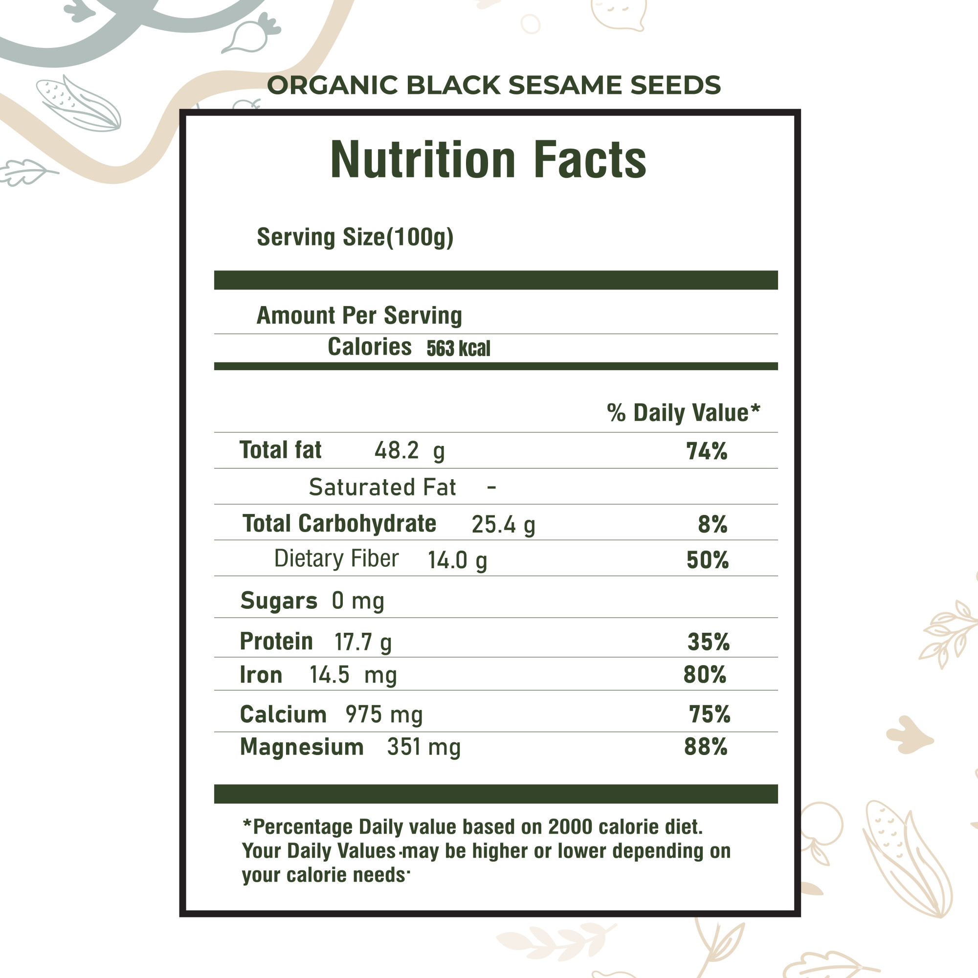 Organic Sesame Seeds Black 250gm