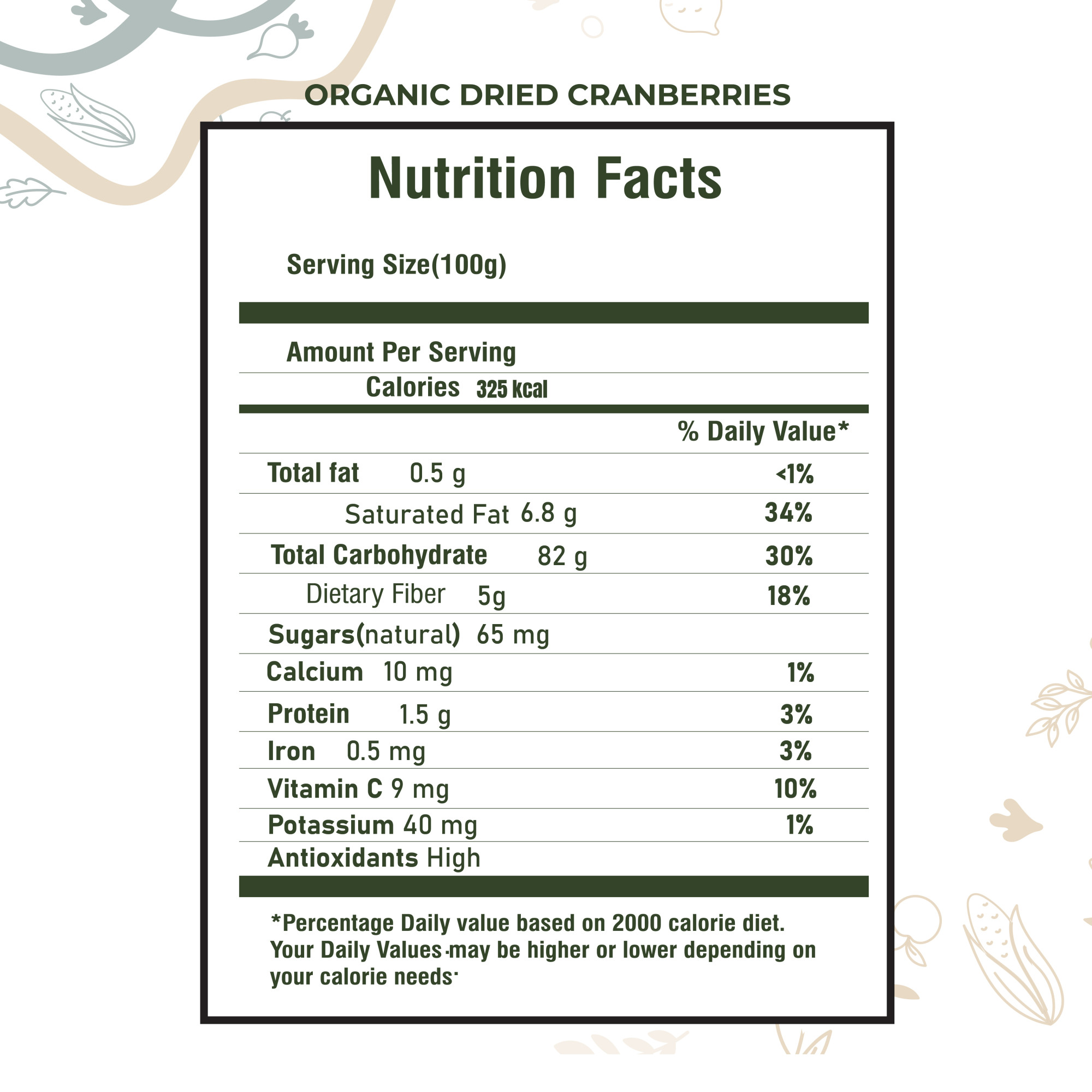 Organic Dried Cranberries 250g