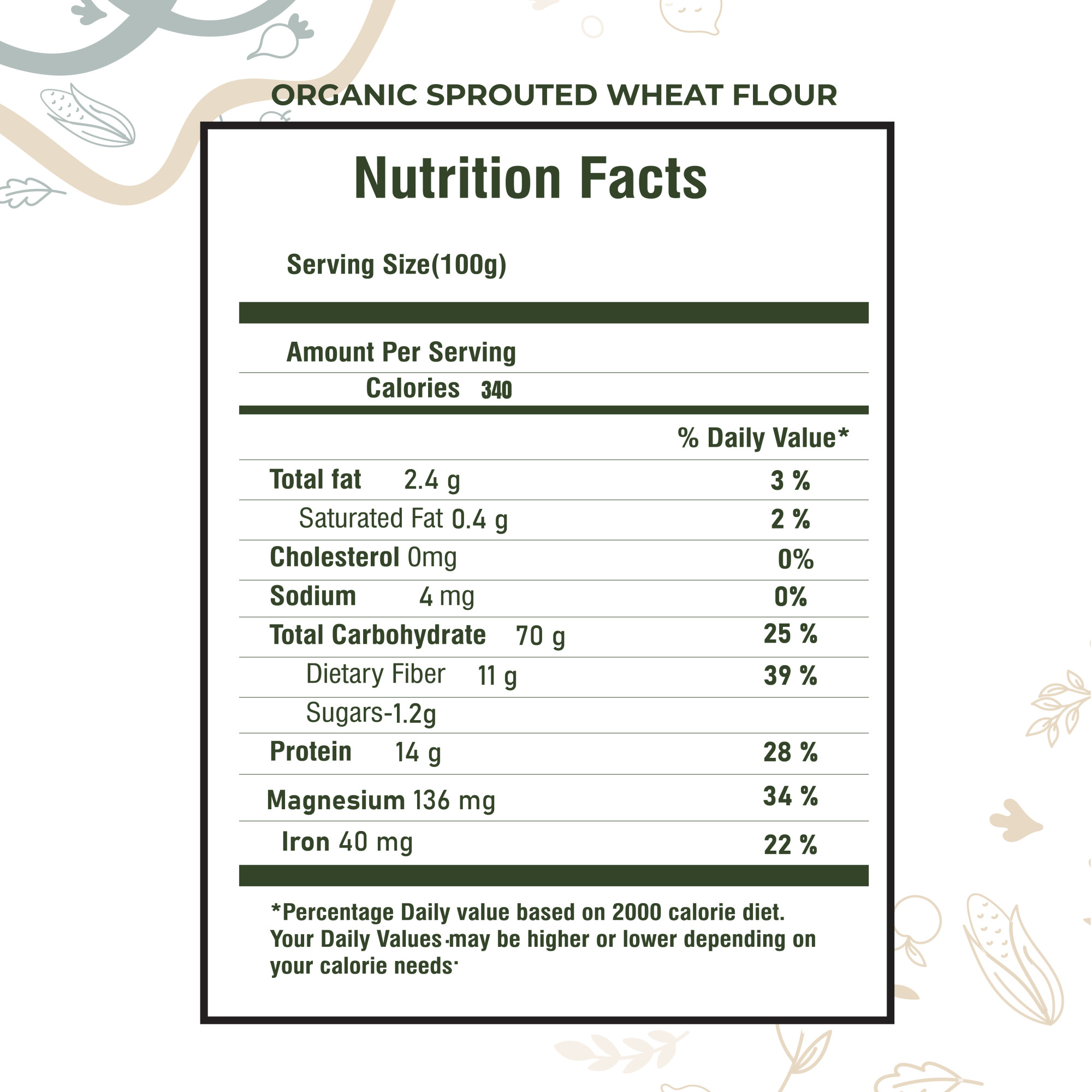 Organic Sprouted Wheat Flour 1.8kg– High Fibre, Stone-Ground Superfood for Constipation & Bloating Relief