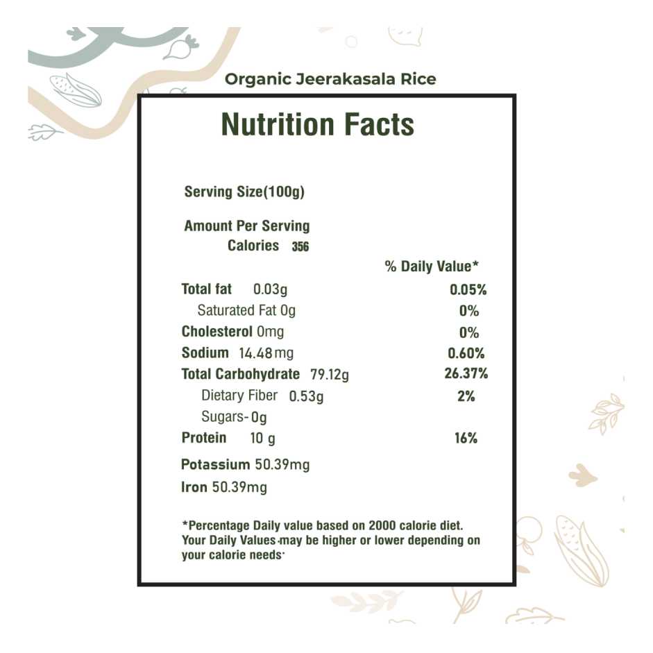 Organic Jeerakasala Rice 18kg