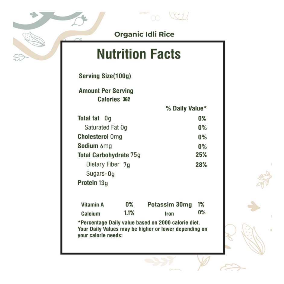 Organic Idli Rice 18kg - Fermentation-Friendly & Gut-Healthy Grain | Perfect Texture for Soft, Fluffy Idlis & Crispy Dosas