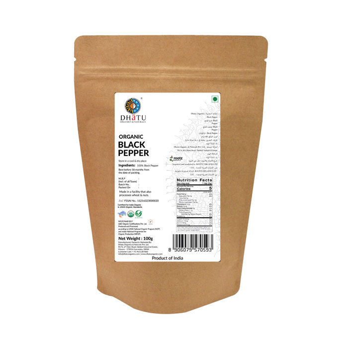 Organic Black Pepper Whole 100g