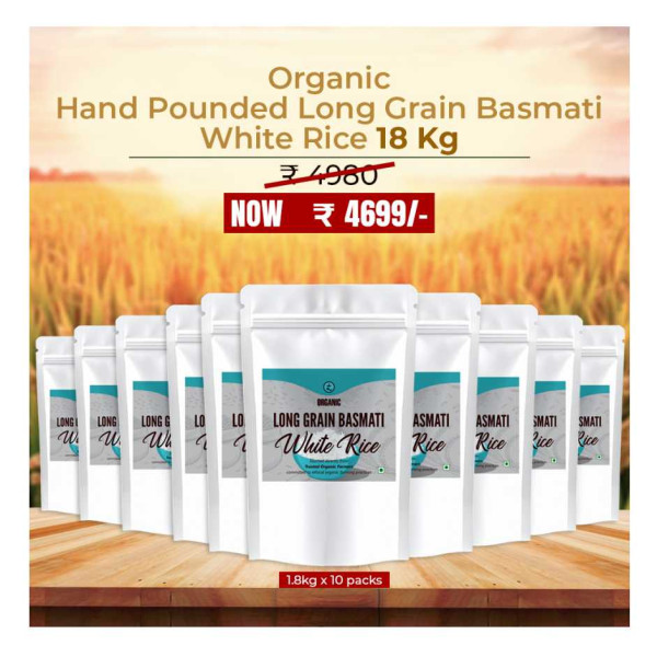 Image of Organic Hand Pounded Long Grain Basmati White Rice 18 kg