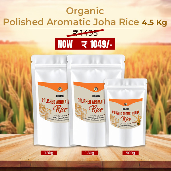 Image of Organic Polished Aromatic Joha Rice 4.5kg - Light, Fragrant Grain for Easy Digestion &amp; Premium Taste | Gentle on Gut, Aromatic &amp; Easy to Cook