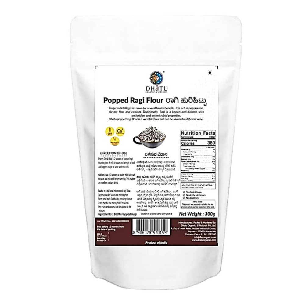 Organic Popped Ragi Flour 300g (Ragi Hurihittu)