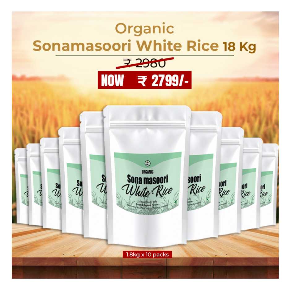 Organic Sonamasoori White Rice 18kg