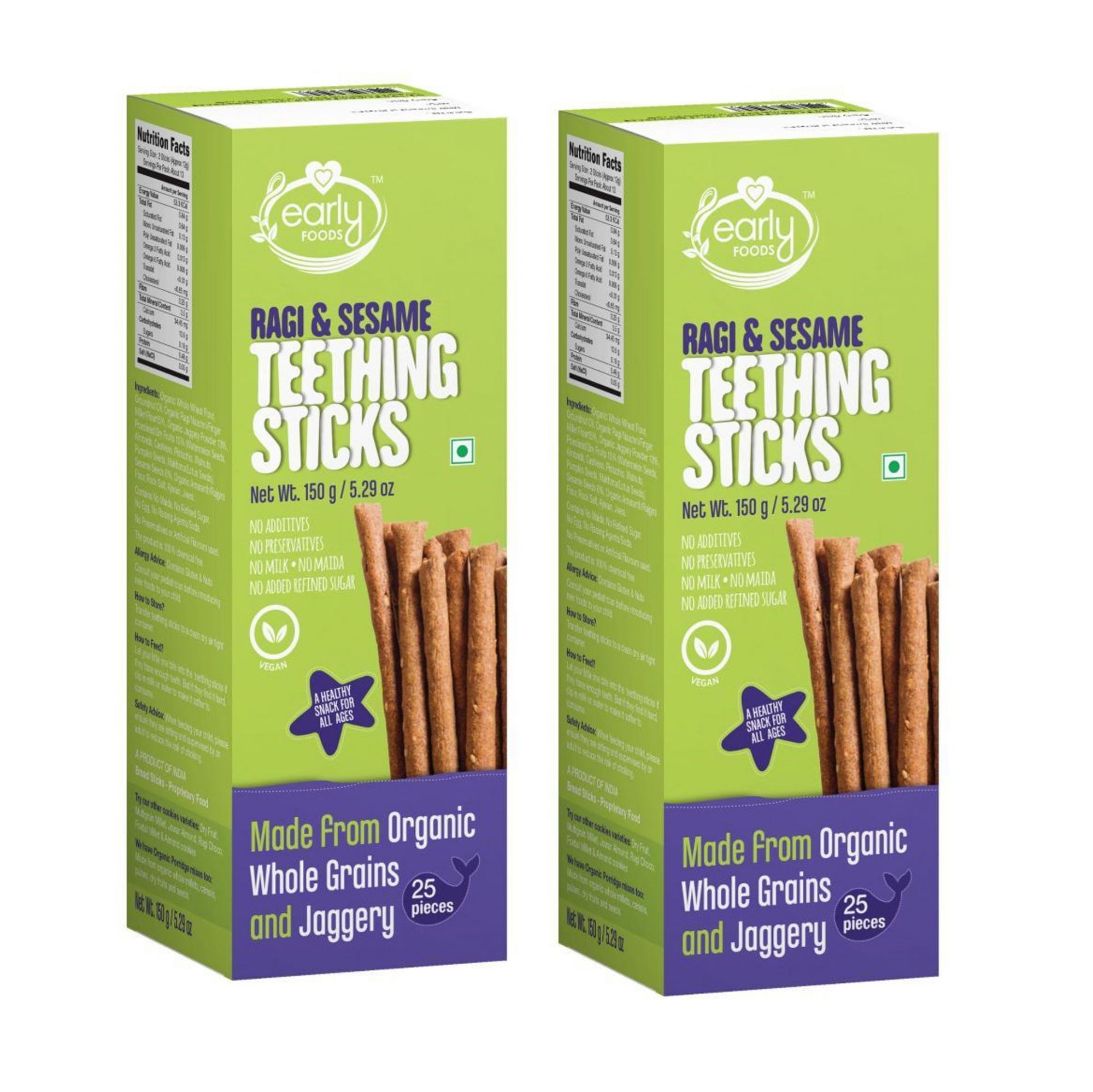 (Pack of 2) Ragi & Sesame Teething Sticks 150gm x 2